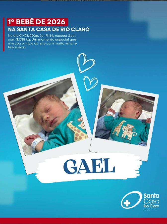 1° bebê de 2026 da Santa Casa de Rio Claro